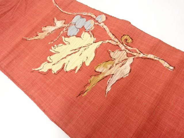 リサイクル　枝葉模様織出し名古屋帯